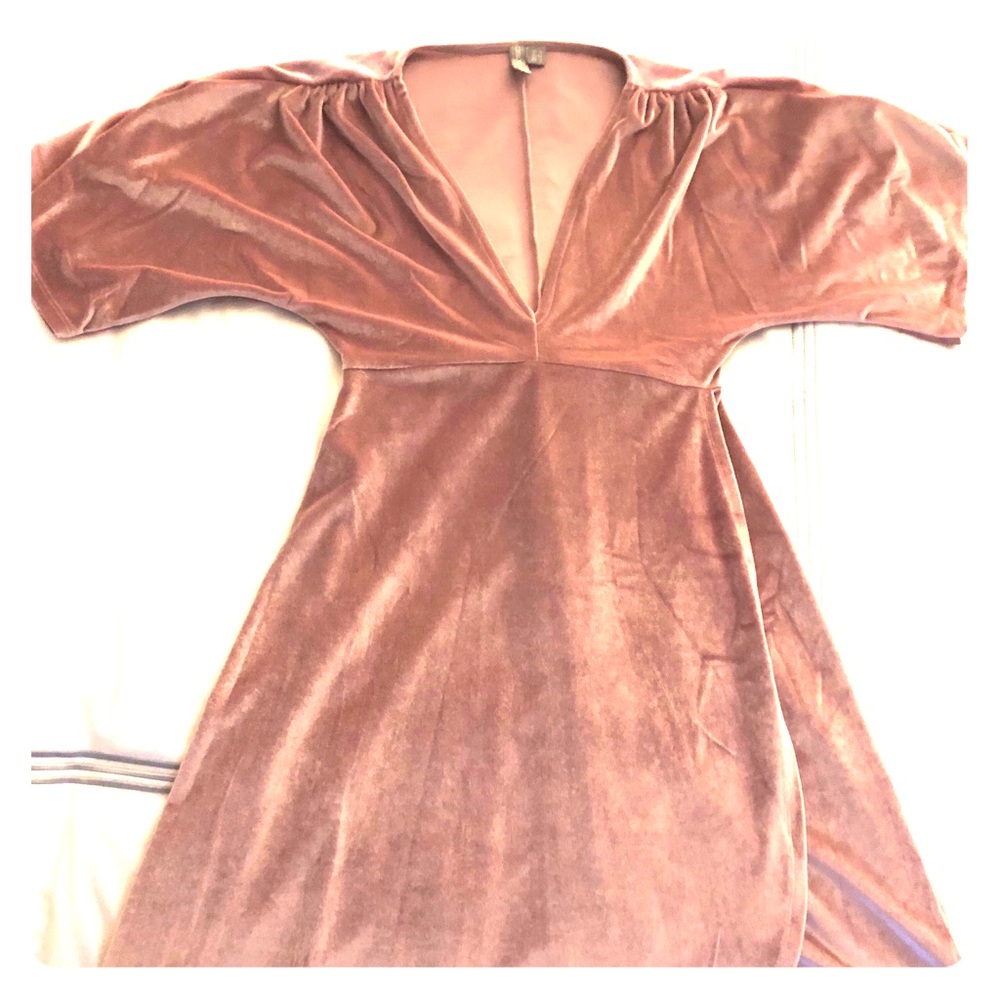 Pink velvet maternity dress